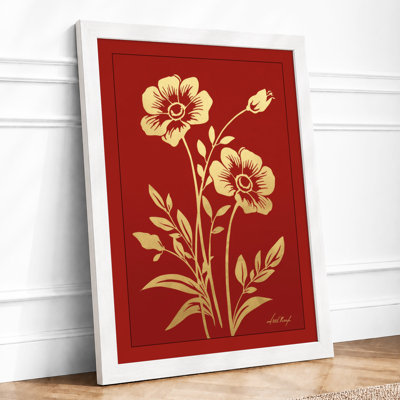 Cream and Gold Blooms Botanical - Framed Print