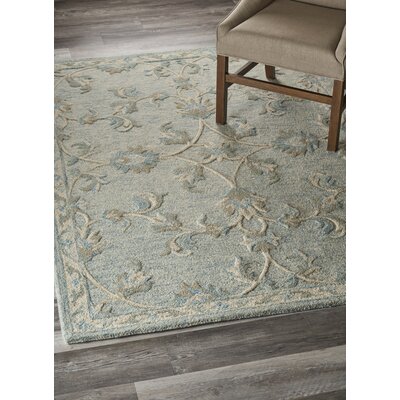 Munz Floral Handmade Tufted Wool/Cotton Blue/Turquoise Area Rug -  Ophelia & Co., 5172E039196349B494A6363050E0E75E