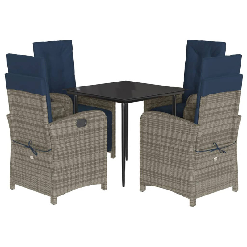 Ensemble bistro avec coussins Edwinn, H 29,1 po x l 31,5 po x P 31,5 po, 4, Blue