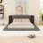 Wood Platform Bed with Extended Upholstered Headboard and Slats-816464470