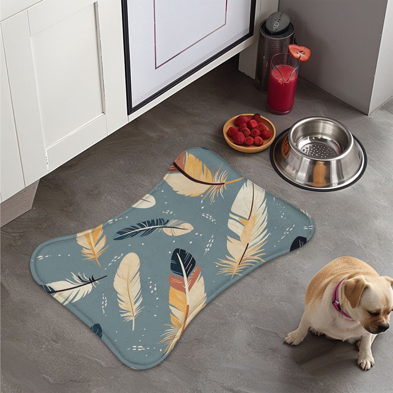 Tapis d'alimentation en os Boho Feathers - 1 pièce