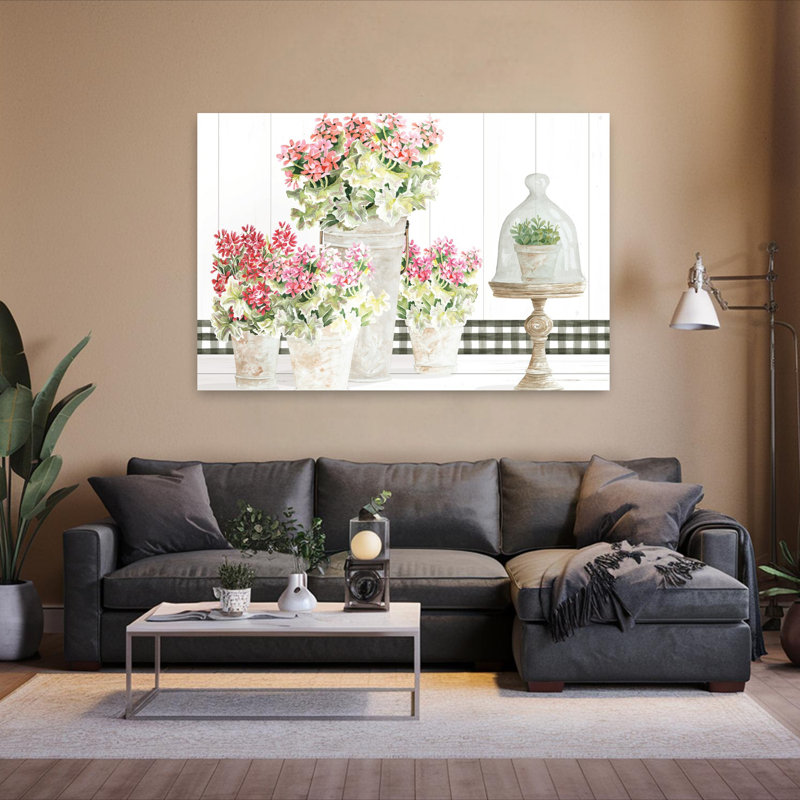 Nuances de rose et art printanier rouge, H 40 po x l 60 po