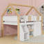 Lit mezzanine en bois avec armoires, lumière DEL, tablettes et échelle-1240407206