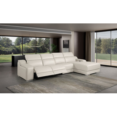 Canapé modulaire Coronado 4 pièces en forme de L en cuir italien de qualité supérieure avec 2 fauteuils inclinables électriques et appuis-tête réglables Coronado