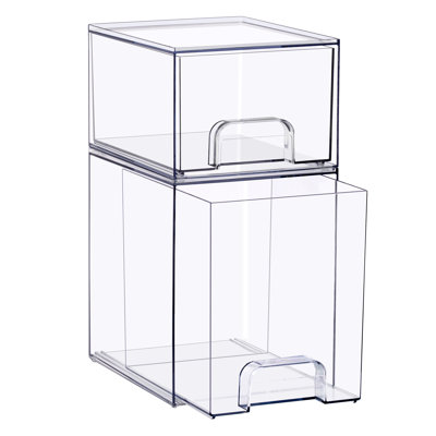 Sorbus Stackable Acrylic Storage Drawers, 6 Pack Clear Plastic Organizer Bins for Baby Bottles, Makeup, Bathroom, Vanity & Kitchen Countertop Organiza