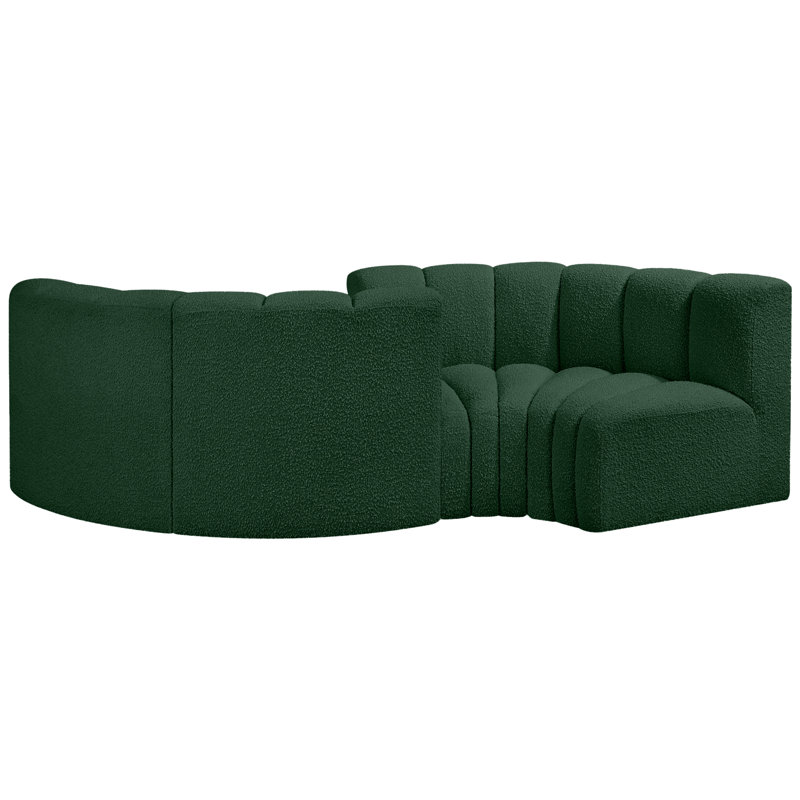 Canapé et méridienne rembourrés Iyra, Tissu bouclé vert