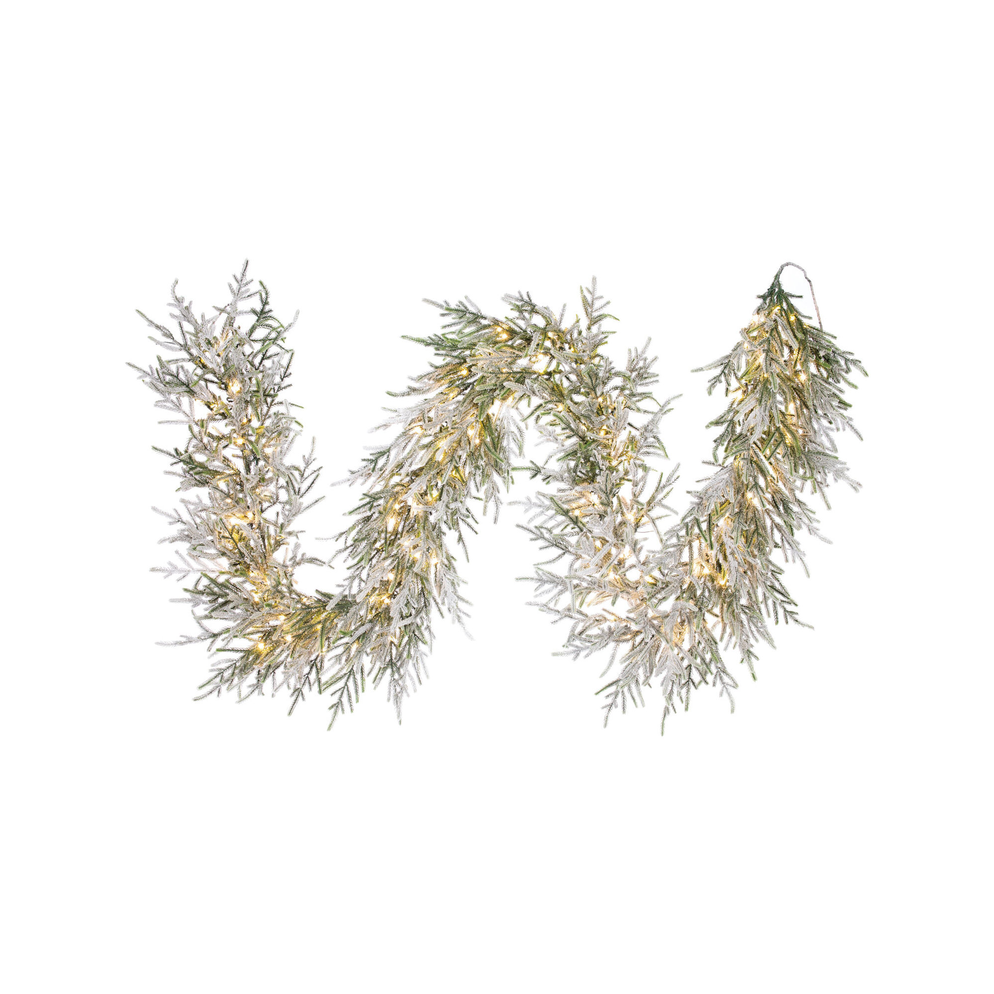 Fraser Hill Farm 9-Ft. Real Feel Artificial Christmas Garland with LED Lights, Silver