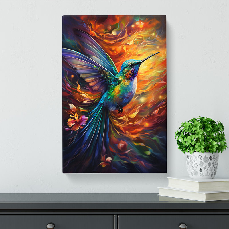 Hummingbird Expressionism - Art Prints - Wrapped Canvas, 50cm H x 35cm W x 3cm D