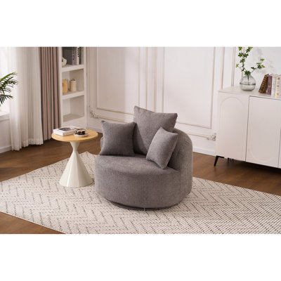 Fauteuil d'appoint pivotant Modern Office - Base en bois et gris pour stabilité