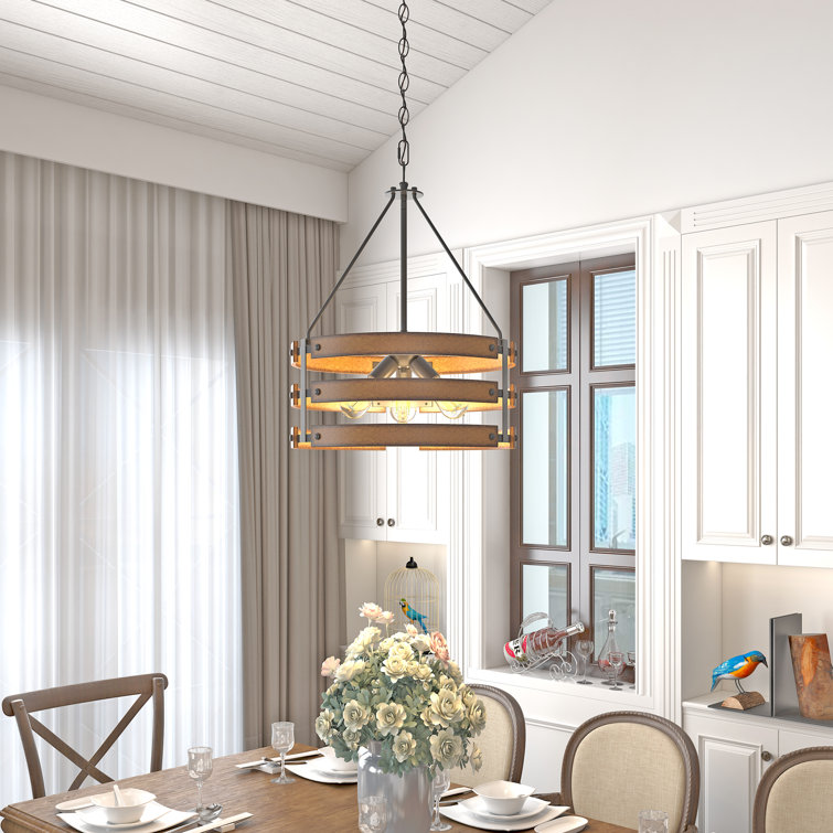 Inlight 18" Rustic and Industrial Design Farmhouse 3-Light Pendant for Kitchen Island, IN-0335-3-WD