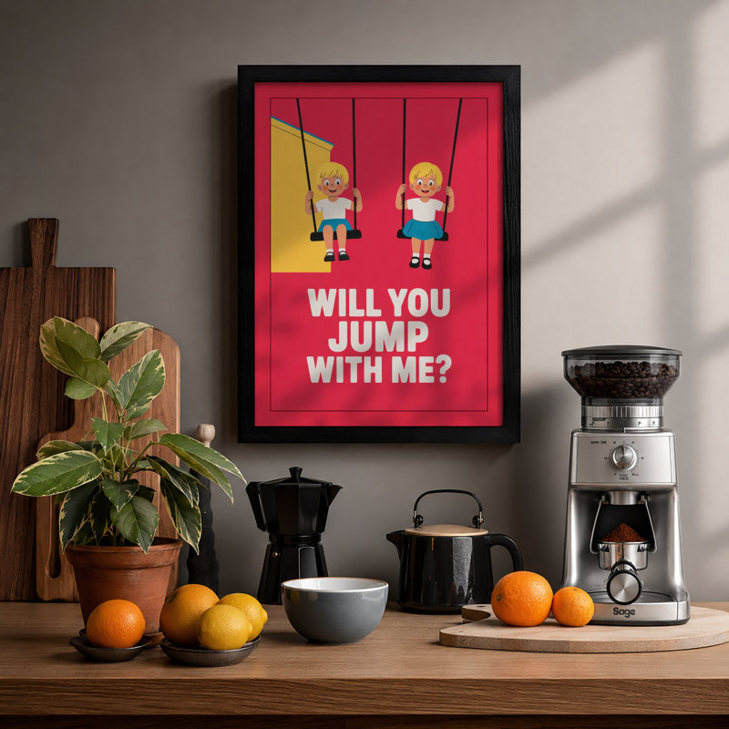 Will You Jump With Me Typography - Print, Black, A4 - 29.7 x 21.0 cm