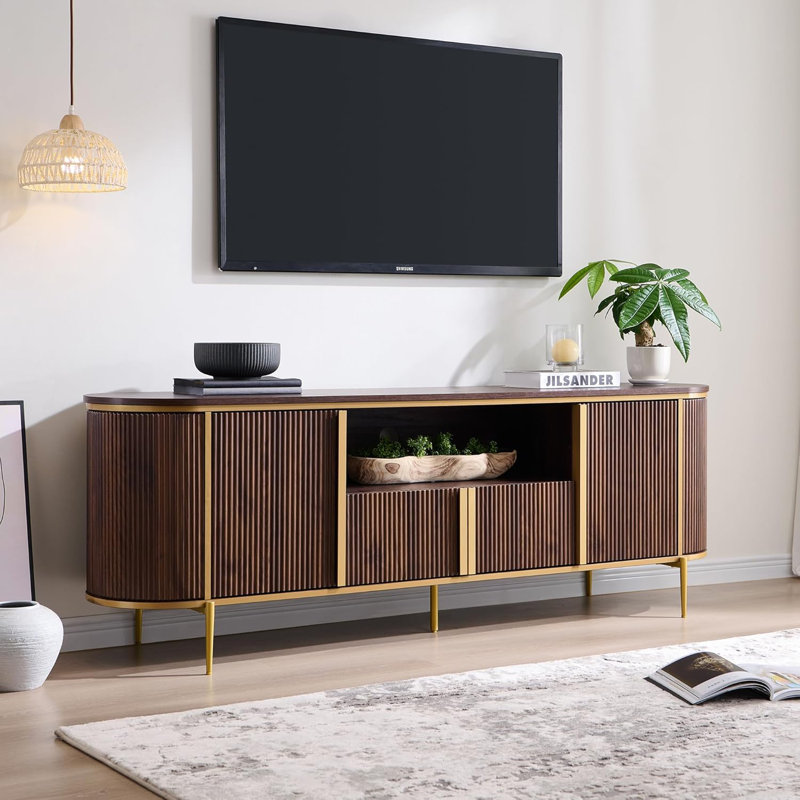 Meuble télé pour téléviseur de 78 po ou moins Rosevell, Noyer foncé