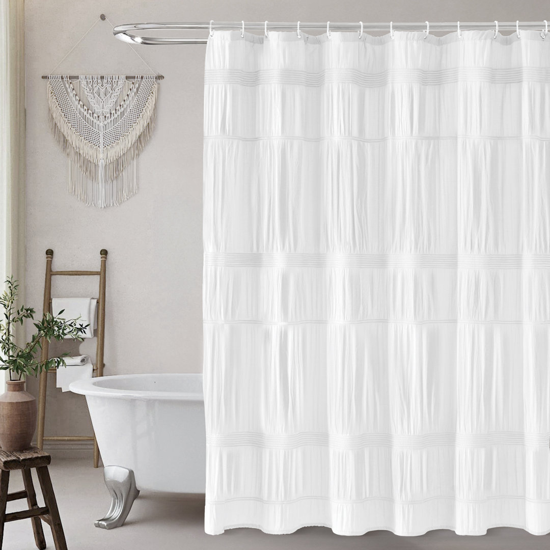 Kolju Cotton Striped Shower Curtain with Hooks Included Ebern Designs 