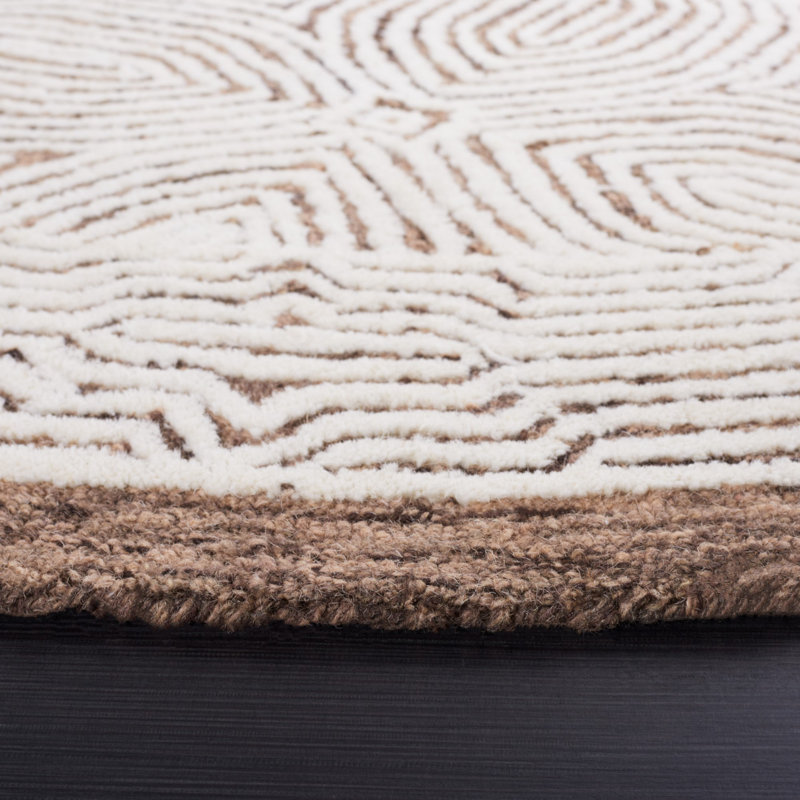 Reinhild Hand Tufted 0.8 Wool 0.2 Cotton Geometric Rug, Round 6'