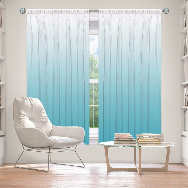 Vandela Room Darkening Curtain Pair, 40" W x 82" L, Blue/Aqua/Gray