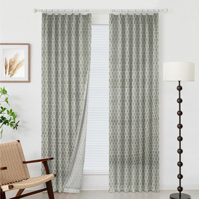 Fabdivine Thick Linen White Floral Room Darkening Block Print Curtain 27x96 Inches, Two-Side Panel with Pleated Pinch for Summer or Spring Season, Living or Bedroom, Kitchen, or Office, Tulsi Buti