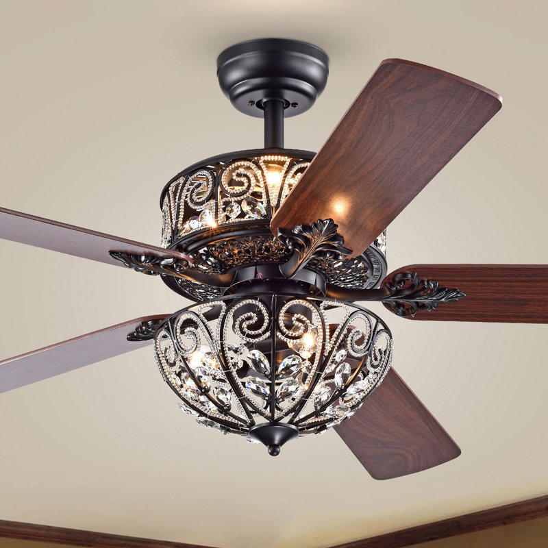 Hennis 52'' Ceiling Fan with Light Kit, Remote Control, Matte Black