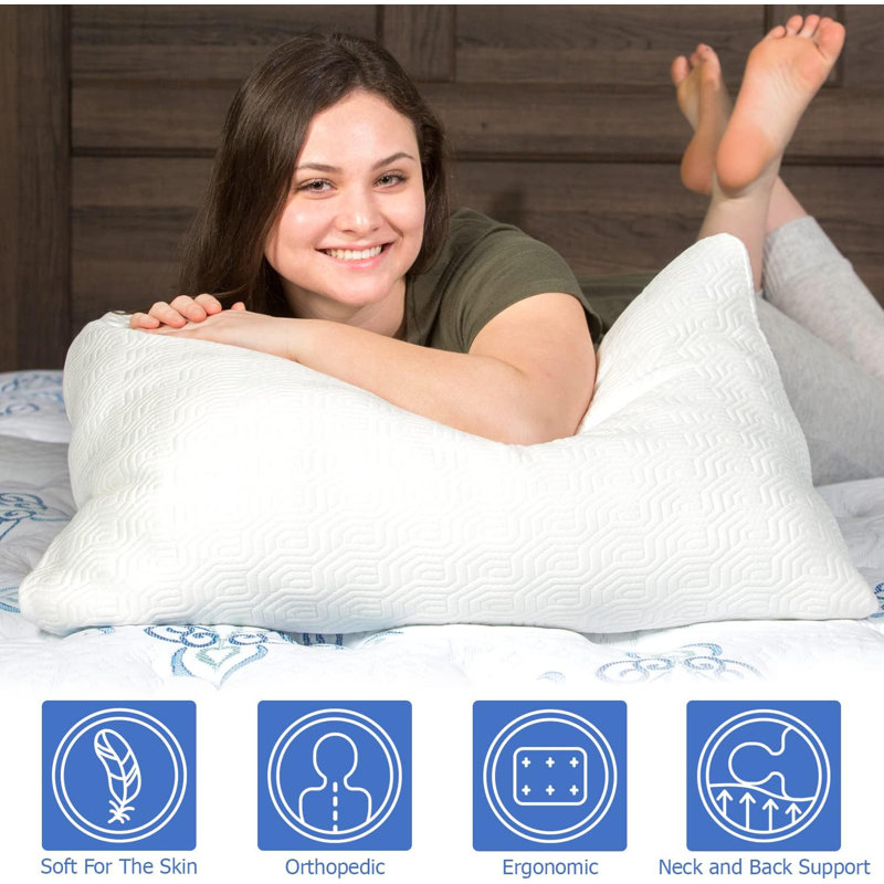 King Size White Memory Foam Plush Support Pillow Set