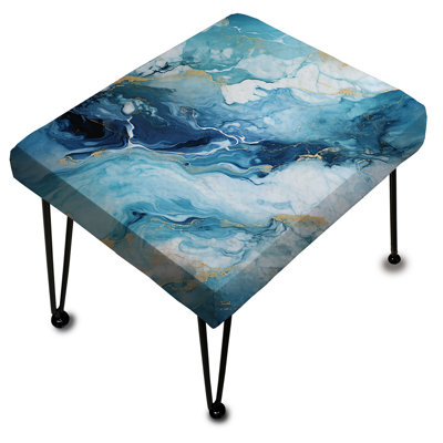 Repose-pieds rectangulaire en marbre Coastal Blue Elegant Marble Shore