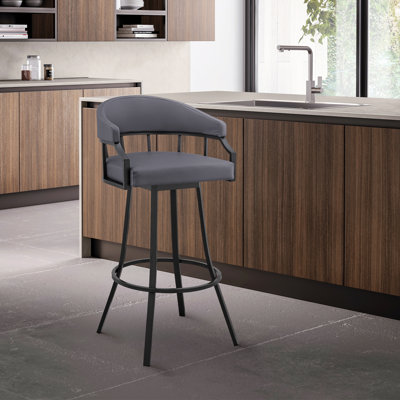 Tabouret de bar pivotant 26 po gris ardoise et métal noir