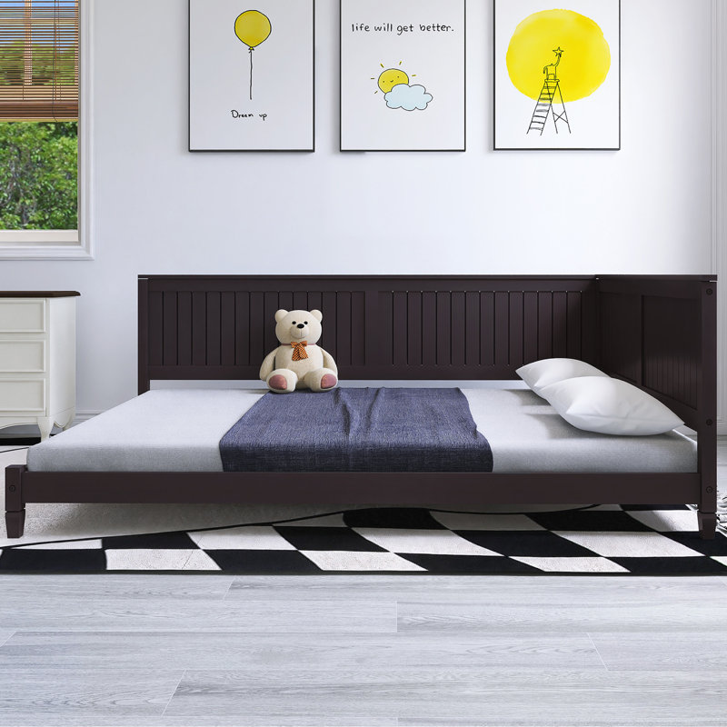 Lit double 80 po x 58 po en bois blanc, Brun