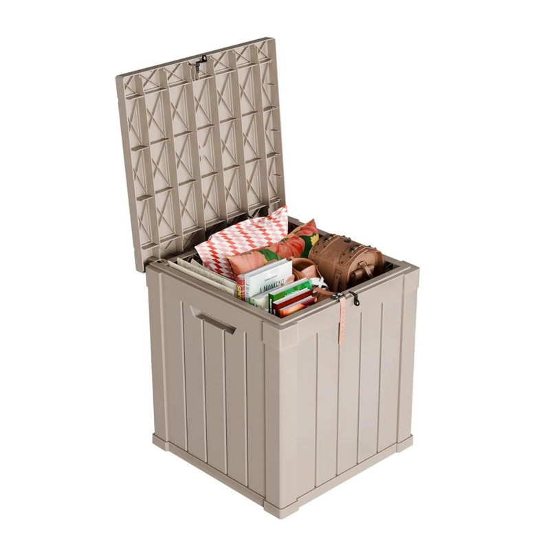 Très grande boîte de rangement pour terrasse - Armoire en résine durable, imperméable et verrouillable pour terrasse et jardin 50 gallons