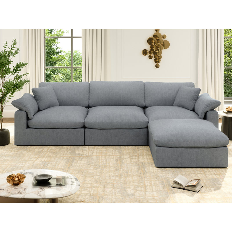 Canapé-lit modulaire Rawls, Gris, H 25,2 po x l 110,8 po x P 71,5 po, 4