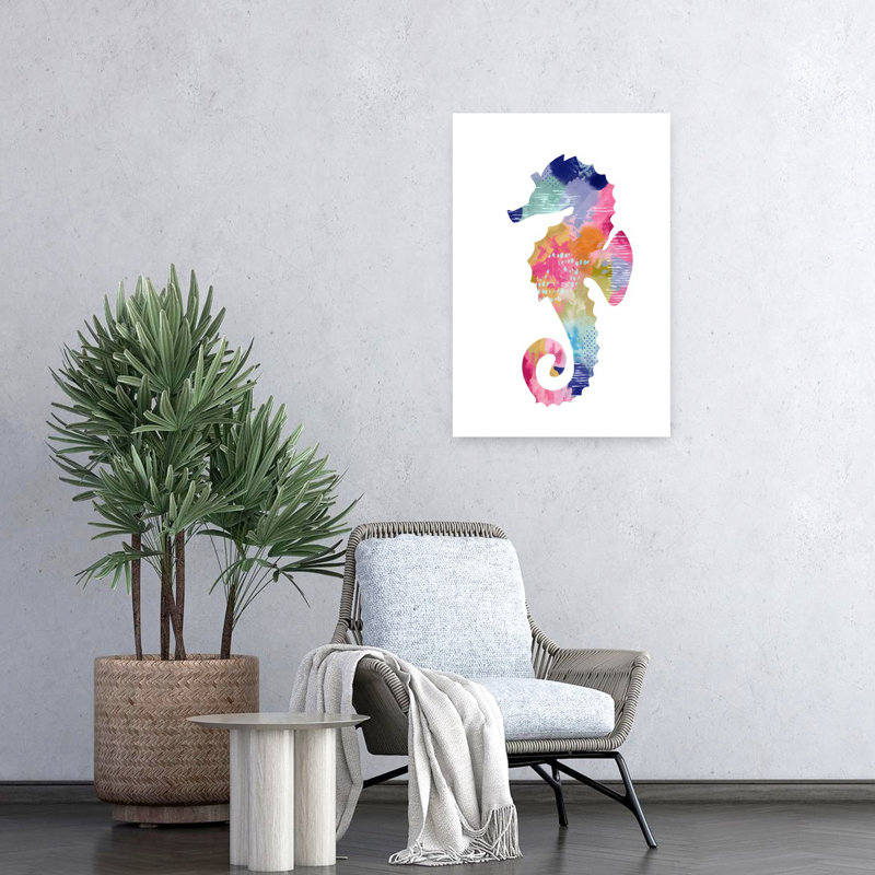 Hippocampe II, art mural contemporain abstrait, 24" H x 16" W