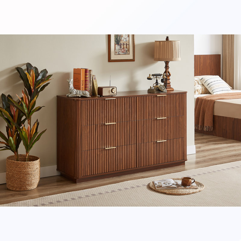 Commode décorative 6 tiroirs, Walnut