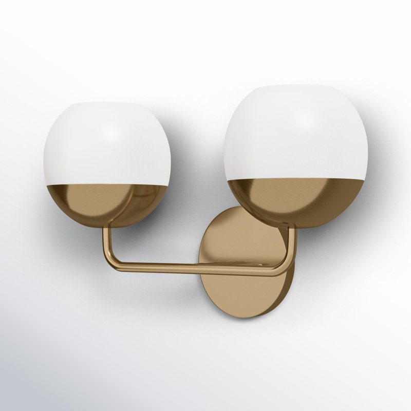 Avoca 2 Light Frosted Dimmable Vanity Light, Satin Brass
