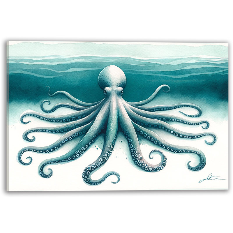 «Majestic Ocean Octopus», art mural sur toile tendue, H 20 po x l 35 po