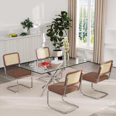 Ensemble de table rectangulaire en verre trempé