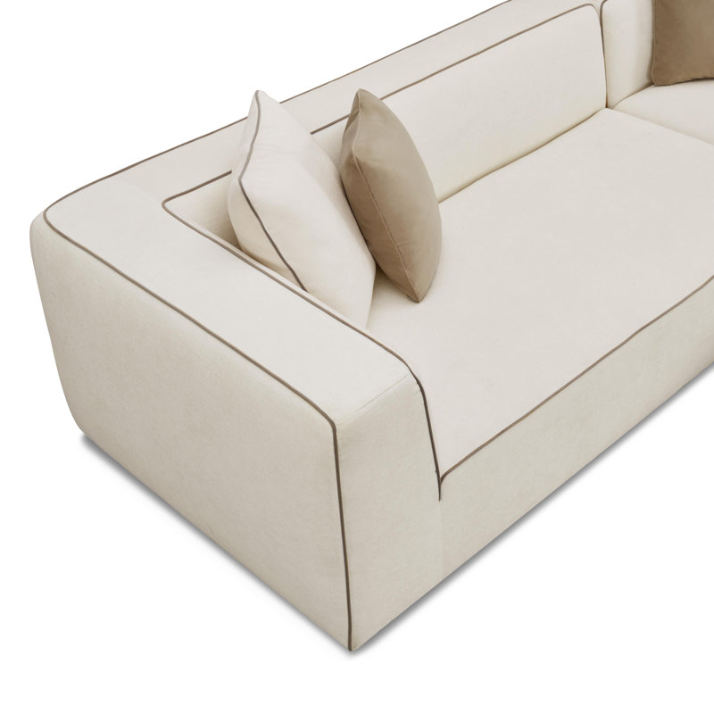 Cream Linen Sectional, Left Hand Facing