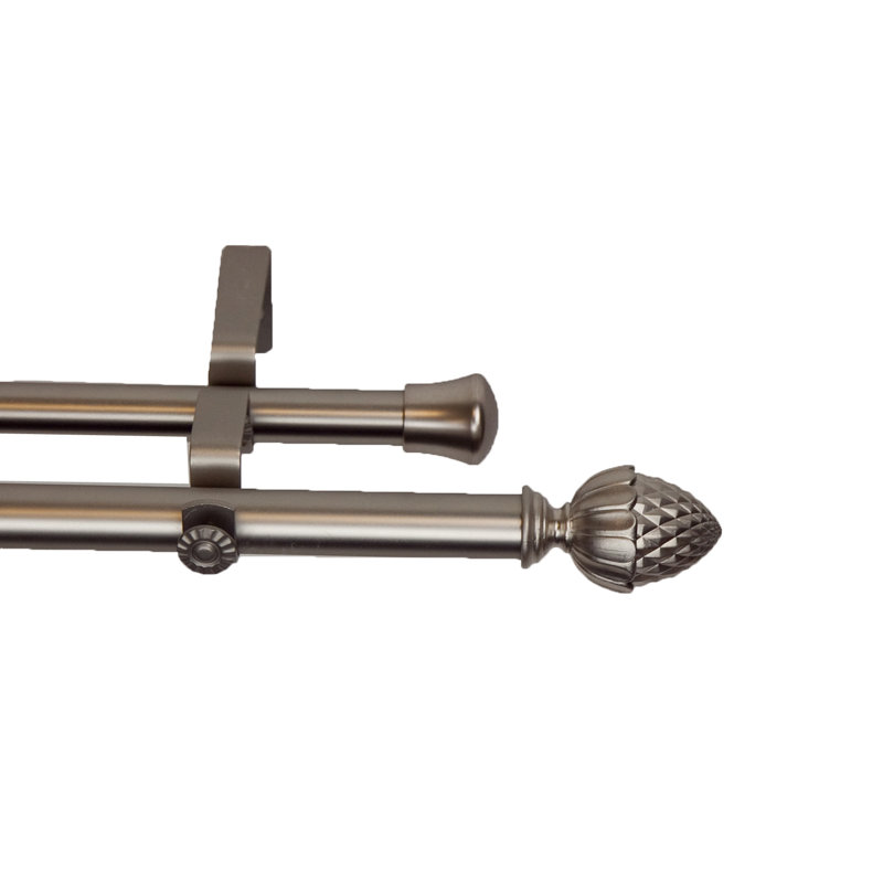 Tringle à rideaux double Franke, l 66 à 120 po, Nickel satiné