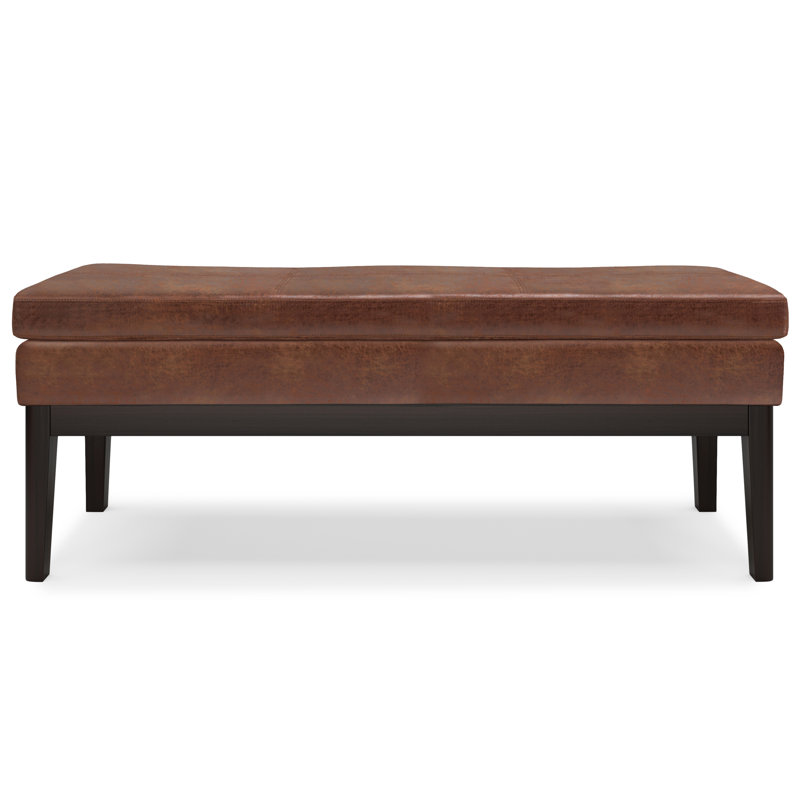 Banc avec repose-pieds Carlson, Noir, H 17,5 po x l 26,4 po x P 15 po