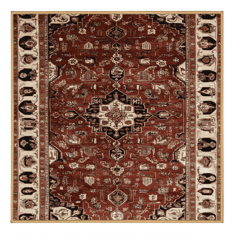 Machine Washable Persian Brown Area Rug, Square 7'