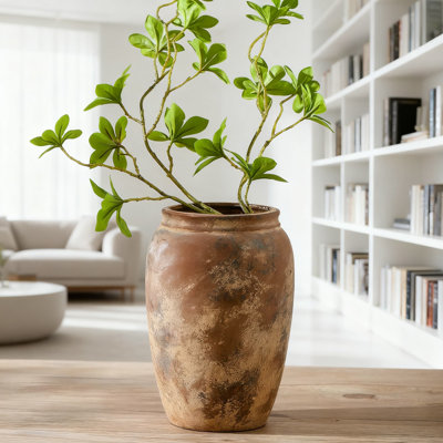 Vase en céramique fabriqué à la main pour décor de ferme, vase à fleurs rustique de 8,2 pouces avec une finition texturée unique, conception étanche pour les fleurs fraîches ou séchées, décoration boho pour le salon, l'entrée, le mariage et les cadeaux des Fêtes