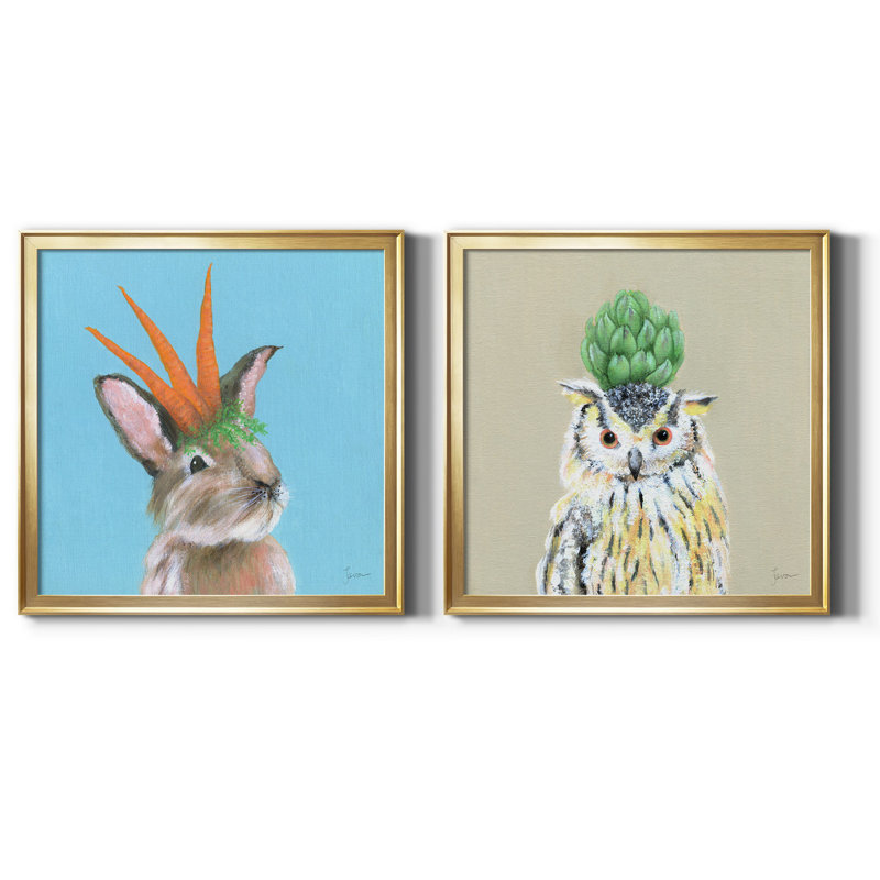 «Playful Nature», ensemble de 2 reproductions sur toiles encadrées, H 26,5 po x l 53 po x P 1,5 po, Or
