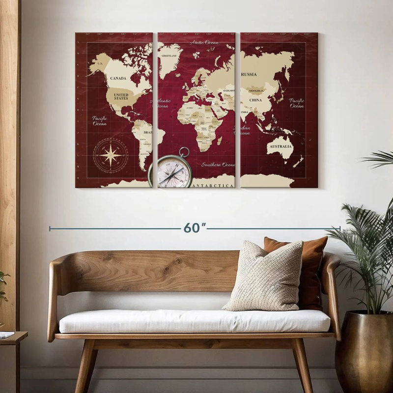 Carte du monde en Alimar, H 32 po x l 50 po