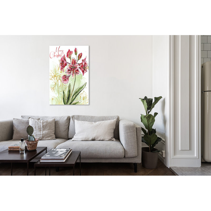 Christmas Amarillys With Gold II - Wrapped Canvas Painting, 152.4 cm H x 101.6 cm W