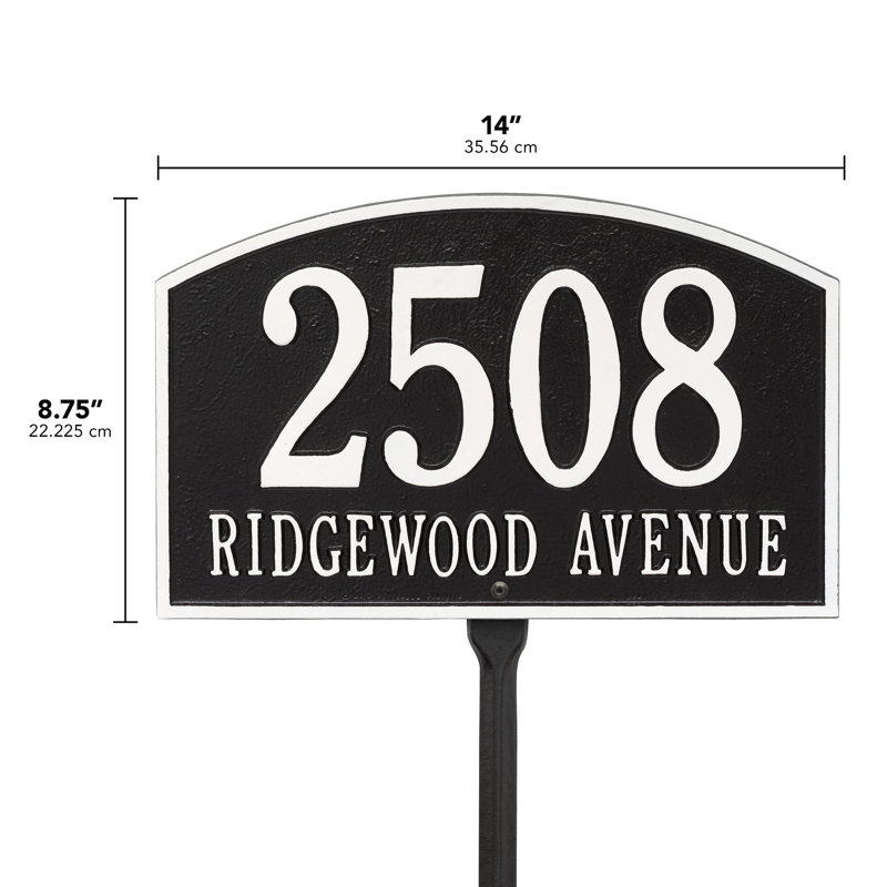 Legacy 2-Line Lawn Address Sign, Black / White, Yes