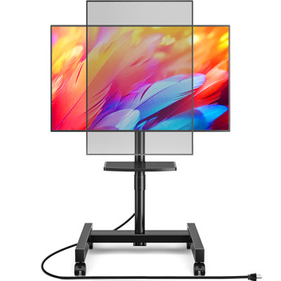 Rolling Tv Stand With Mount With Power Outlet For Most 13-50 Inch Tvs/screen Up To 55 lbs