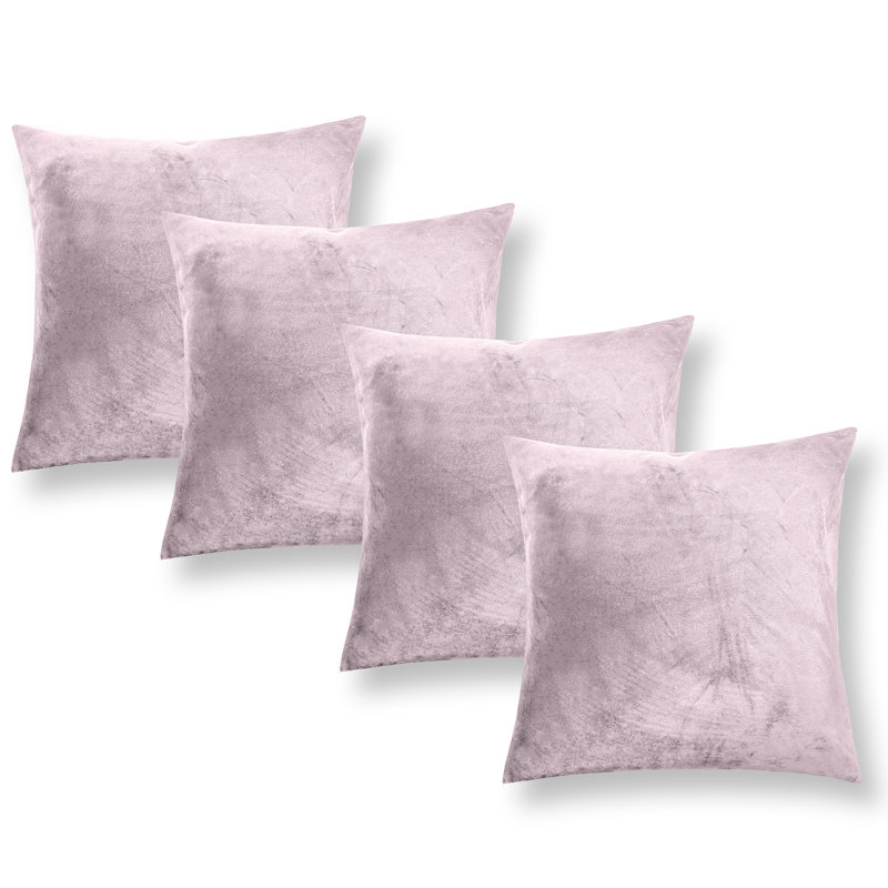 Apex Crushed Velvet Cushion Cover Set, Pink Rose