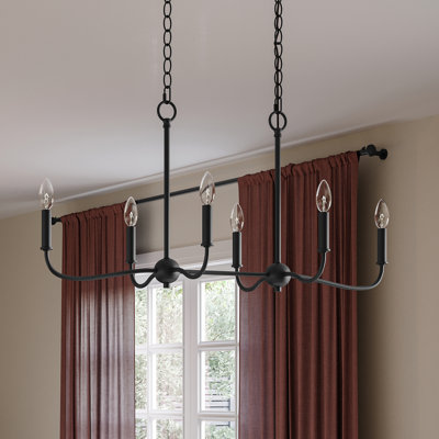 Ilia 6-Light Matte Black Island Chandelier