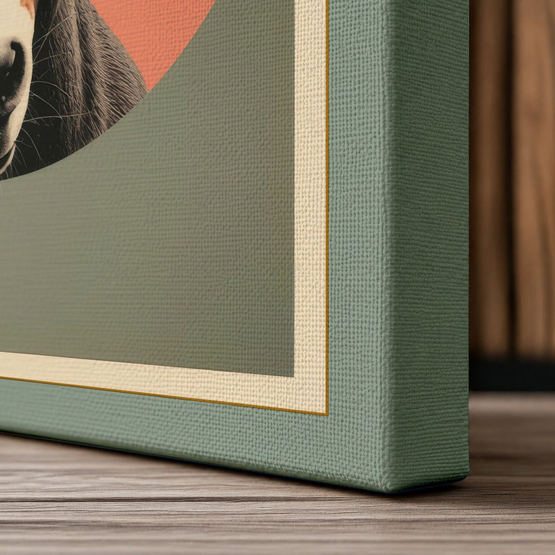 Donkey in Coral Circle Minimalist - Wrapped Canvas, 24x16 - 61.0 x 40.6 cm, Sage Border
