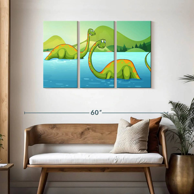 River With Dinosaurs, 28" H x 45" W