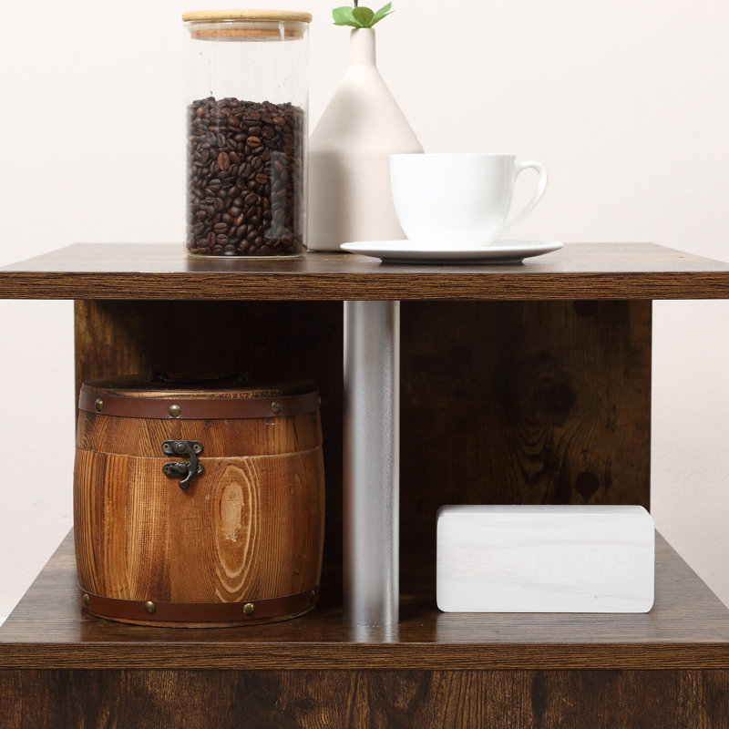 Table de bout avec tablette de rangement Mote, Noir, H 19,75 po x L 19,75 po x l 19,75 po