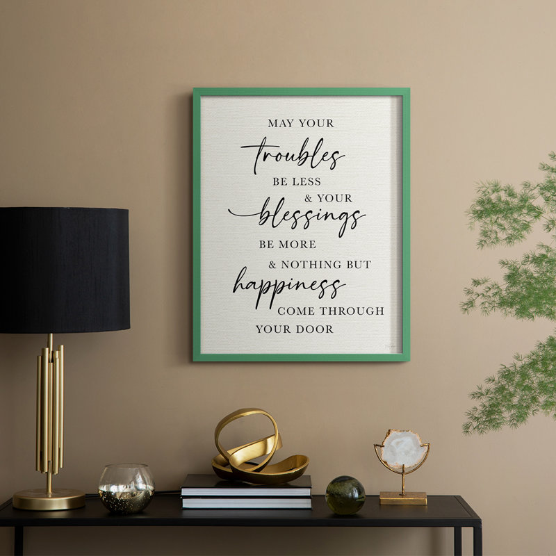 Less Troubles Framed Print - Solid Wood, Green, 11" H x 9" W