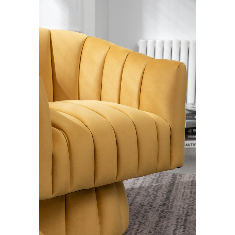 Murrow Upholstered Swivel Barrel Chair, Mustard Velvet