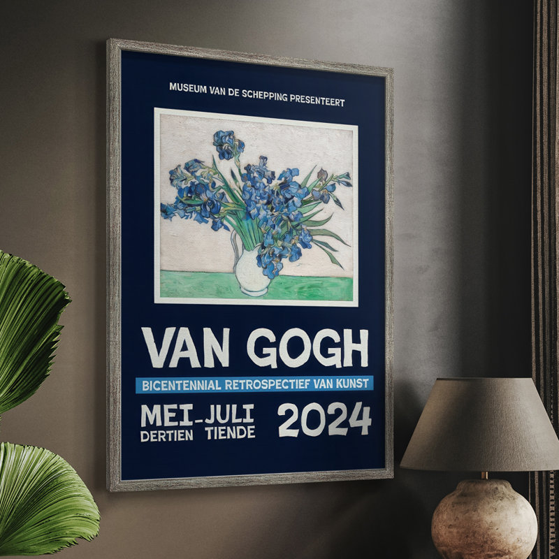 Van Gogh, exposition d'affiches I, impression encadrée - bois massif, H 15 po x l 12 po